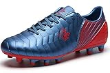 kunstrasen rot  SaekekeFussballschuhe Kinder FG/TF Fußballschuhe Jungen Low Top Trainingsschuhe Für Unisex-Kinder, Blau Rot Fg Ag, 35 EU
