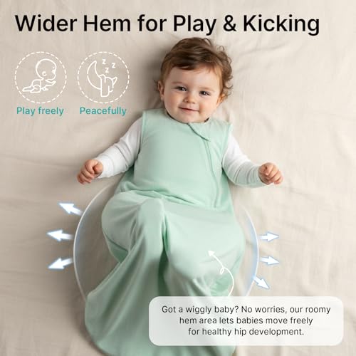 Image of Rayon Made from Bamboo Sleep Sack 0-6 Months 1.0 TOG | Newborn Sleep Sack 0-3 Months 3-6 Months, Sleeping Bag with 2-Way Zipper, Baby Wearable Blanket, All-Year-Round Comfort