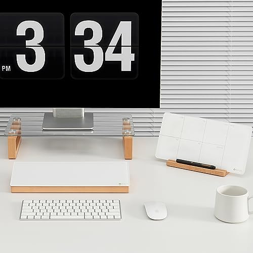 Desktop Glass Dry Erase Whiteboard with Wooden Storage Box for Office Supplies, Keyboard Stand, Desk White Board with Drawer for Stationary, Marker & Eraser Included, Yeoux (White) - Image 5