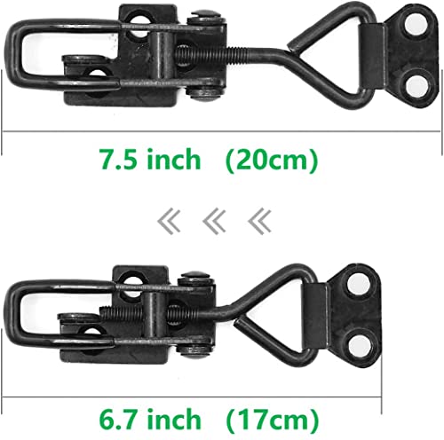 Image of 2 Pack Adjustable Black Toggle Clamp Latch(4003) Heavy Duty 1320lbs Capacity Toggle Latch & Quick Release Metal Pull Latches, Easy to Install for Lid Box Case Door Smoker(come with 10pcs 1.2 inch Screws)
