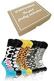 sesto senso Geschenk Socken Lustige 4 Paar Bunte Verrückt Strümpfe Baumwolle Hund Kuh Giraffe Panda 43-46 Tiere