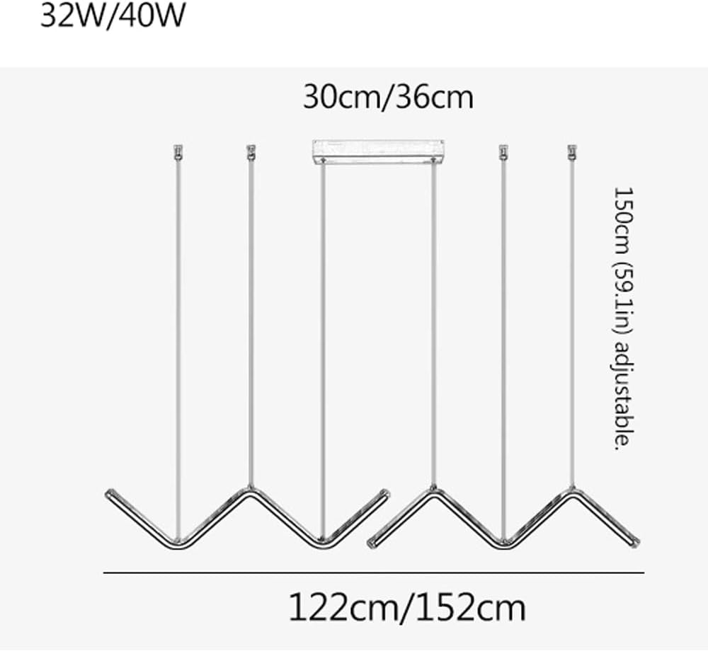 European Aluminum Led Pendant Lighting for Kitchen Island Silica Gel Linear Chandelier 32W40W Length Adjustable Hanging Ceiling Light for Dinning Room Restaurant (Color : A Neutral Light, Size : 122