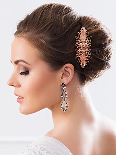 14Pcs Retro Vintage Rose Gold French Barrette, Kalolary Vintage Metal Decorative Hair Clips, Spring Hairpins Hair Jewelry Accessories For Women Girl #TOP4
