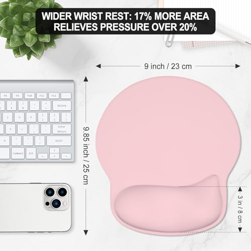 ITNRSIIET Ergonomic Mouse Pad with Wider Memory Foam Wrist Rest +17%, Curved Cushion Reduces Pressure 20%, Pain Relief, Non-Slip, Smooth, Cute Color Desk Accessory, 9.85 x 9 inch, Blush Pink by ITNRSIIET - Used condition - Image 6