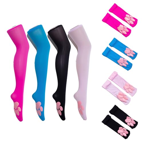 Socks,3D Pad Socks,Puffyed Pawpad Socks Cute Thigh High Socks for Girls kids Women Cosplay Over The Knee Stockings2