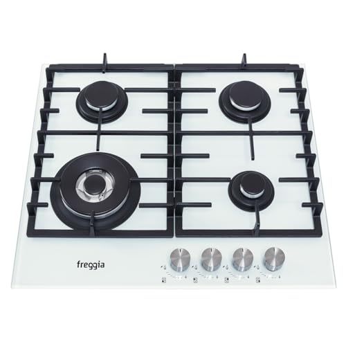 Table de cuisson à gaz encastrable HCG640VGTW blanche 4 feux pour plan de travail de cuisine