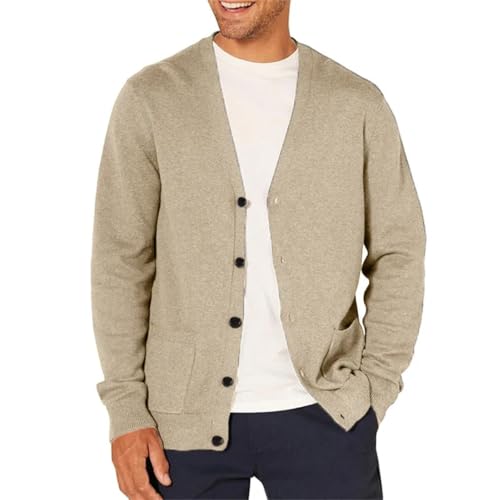 Men’S Long Sleeved Wool Knitted Sportswear V-Neck Standard Thickness Single Breasted Cardigan4