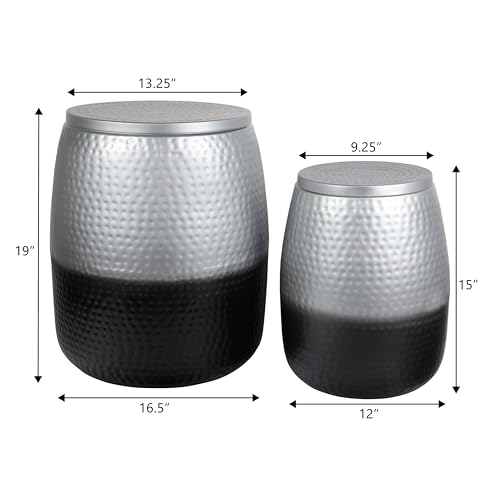 happimess Merida 2-Piece 19" Drum Storage Tables, Silver/Black by happimess - Used condition - Image 3