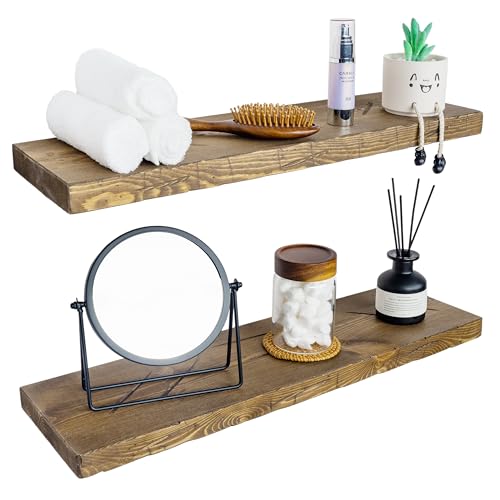 BGMG 30 inch Distressed Walnut Floating Shelves for Wall,High End