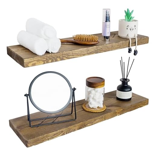 Distressed Walnut Floating Shelves