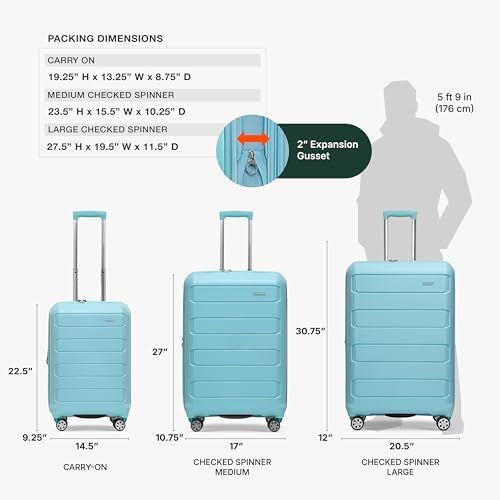 Traveler's Choice Pagosa Hardshell Expandable Luggage with Spinner Wheels, Baby Blue, 22-Inch Carry-on - 3