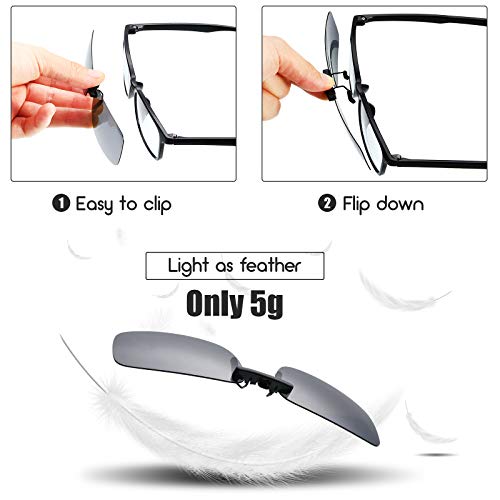 Weewooday 5 Piece Polarized Clip on Sunglasses Rimless Rectangle Clip on Sunglasses Lightweight Shade Eyeglasses Men Women3