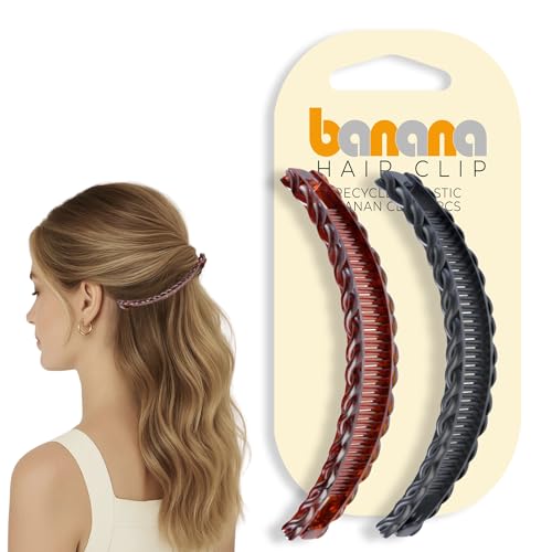 Banana Hair Clips for Women Set of 2 Long 15cm Claw Clips in Black & Brown Elegant Hair Clips & Accessories