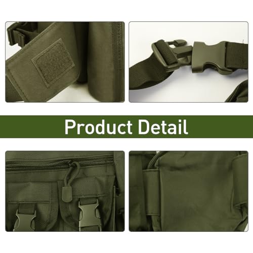 Image of GUSTAVE Waist Bag with Removable Water Bottle Bag Sport Waist Pack Multicompartment Sling Bag Adjustable Quick Release Waist Belt Fashion Waist Bag for Hiking, Walking, Camping, Fishing, Green