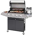 Unovivy 4-Burner Propane Gas Grill with Side Burner, Porcelain-Enameled Cast Iron Grates with 510 SQ.IN. Cooking Area, 49,000 BTU for Outdoor Cooking Kitchen, Garden and Patio Backyard Barbecue