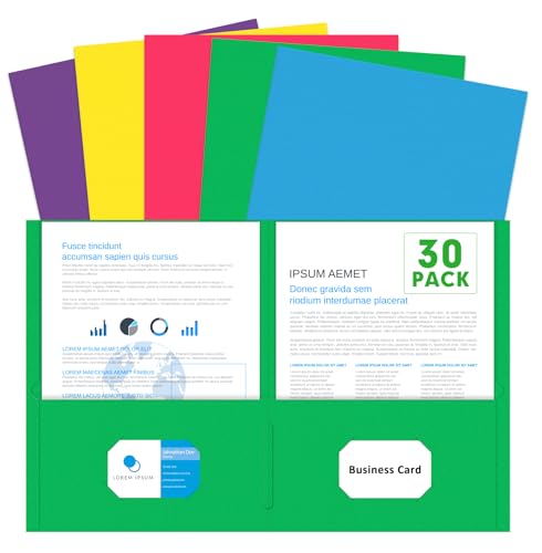 Two Pocket Folders, 30 Pack