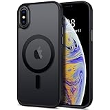 Hython Case for iPhone Xs Max Case Magnetic Translucent Matte Phone Cases 6.5' [Compatible with MagSafe] Thin Slim Fit Shockproof Bumper Hard Protective Cover for Women Men Girls, Frosted Black