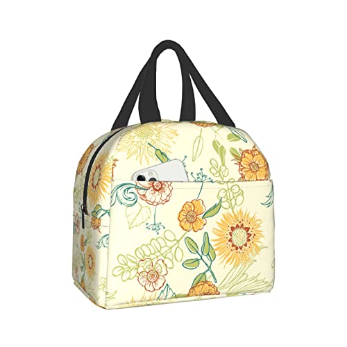 Lunch Bag Cute Sunflower Yellow Insulated Lunch Box Reusable Lunch Bags Meal Portable Container Tote For Men Women Work Travel Picnic #TOP22