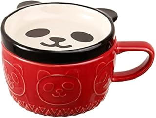 Phitihui Cute Panda Mug with Lid, Animal Ceramic Tea Cup Coffee Mug, Valentines Mothers Day Easter Christmas Gifts for Women Wife Mum Her Grandma Girl Boy Teacher Friend, Birthday Present Idea