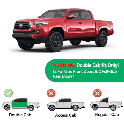 Image of Floor Mats & Floor Liners Custom for 2016-2023 Toyota Tacoma Double Cab (Only for Automatic), TPE Automotive All Weather Cover Protection Waterproof Black Front & Rear Row Full Set Car, 3PCS