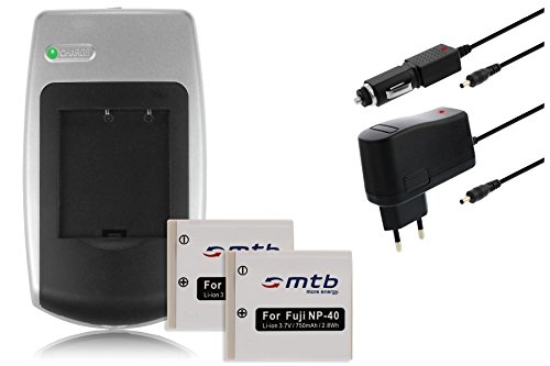 2 Batterie NP-40 + Caricabatteria per Fuji Finepix...