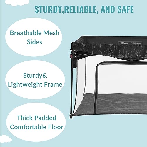 Image of Dream On Me Ziggy Playpen Only, Soft Base, Portable, 43.3in, Black & White