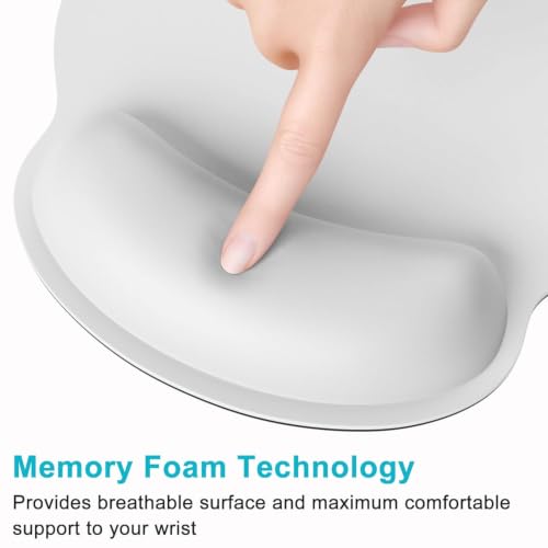 Image of Mouse Pad with Gel Wrist Rest Support, Ergonomic Mouse Cushion with Non Slip Rubber Base Mouse Pad for Laptop, Computer, Gaming, Office (White, Round)