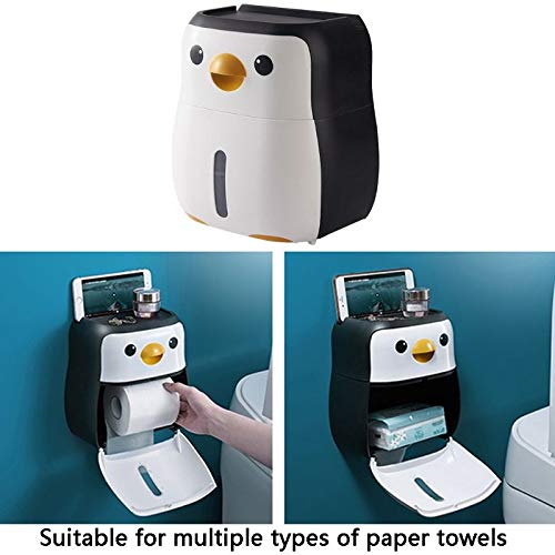 Aerveal Cute Penguin Paper Container Toilet Paper Holder Wall Mounted Tissue Box Shelf Wall Mount Tissue Holder #TOP5