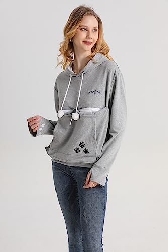 Image of ALYC Unisex Hoodies Pet Holder Cat Dog Large Pouch Carriers Pullover with Cat Printing Sweatshirt