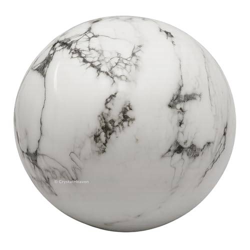 Image of Certified Howlite Crystal Ball for Meditation - Premium Crystal Vastu Items for Home and Feng Shui Items for Good Luck - Ideal for Pooja Supplies and Spiritual Practices (2 inch Inch)