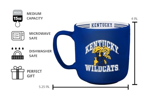 Image of Logo Brands NCAA Kentucky Wildcats 15 oz Stripe Coffee Mug - Vintage Team Logo, Inside Print & Stripes, Microwave & Dishwasher Safe- Great Gift For Fans & Alumni