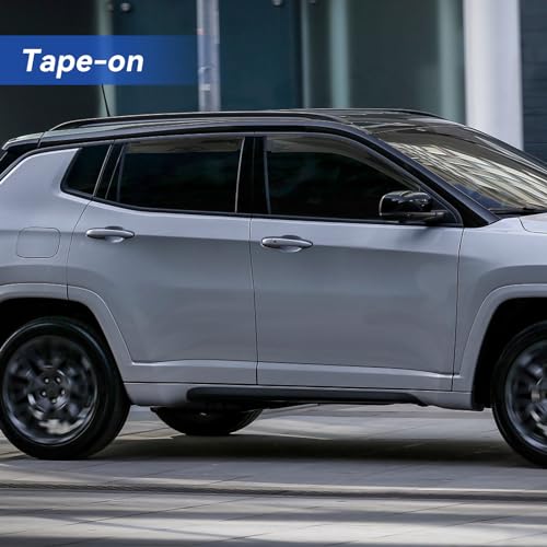 Image of Window Visors Rain Guards for 2017-2026 Jeep Compass, Out-Channel Window Vent Wind Deflectors Visors Shades for 17-26 Compass