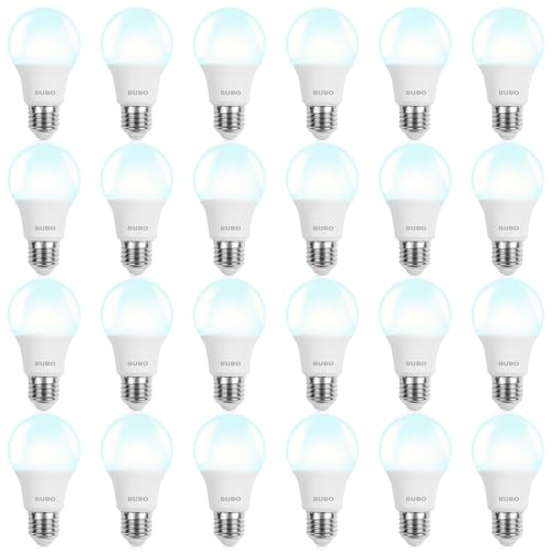 Image of BUBO LED Light Bulbs, 60 Watt Equivalent LED Bulbs A19, 5000K Daylight Light Bulbs, 800 Lumens, E26 Standard Base, Non-Dimmable, 8W Bright White LED Bulbs for Bedroom Home Office, 24 Pack