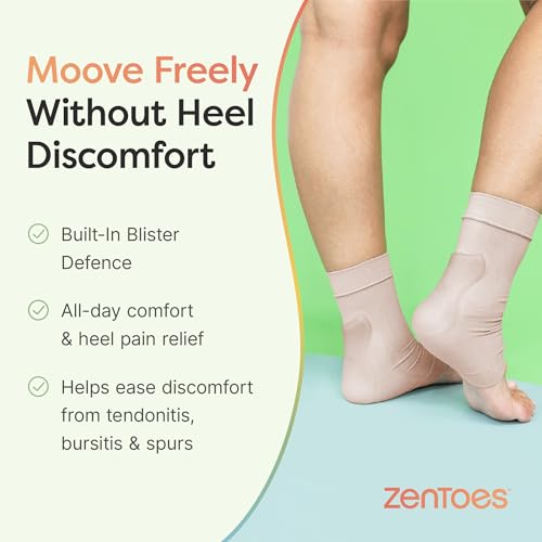 ZenToes ZenToes Achilles Heel Compression Padded Sleeve Socks for Bursitis Tendonitis Tenderness - 1 Pair
