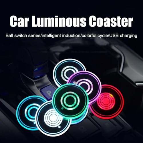 Luces LED para portavasos de carro, 2 pzas, USB recargable miniatura 4