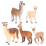  VOSAREA 5 Stück Plastik Alpaka Spielzeug Safari Tier Actionfiguren Lama Figuren Modell Nutztier Spielen Spielzeug für Kinder Kinder