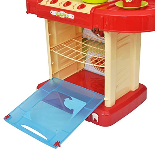 LONGMHKO Kinder-Rollenspiele Kinderküche Spielküche mit Licht- und Soundeffekten Farbe: Rot + blau + gelb – Bild 4