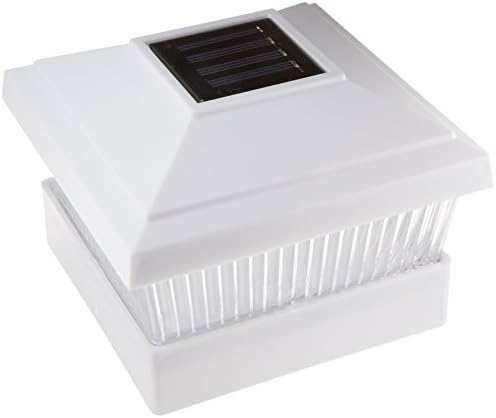 2 Pack Classic #1 Solar Power Outdoor Garden Pathway Deck Dock Patio Fence Post Light for 5x5 PVC Posts (White)