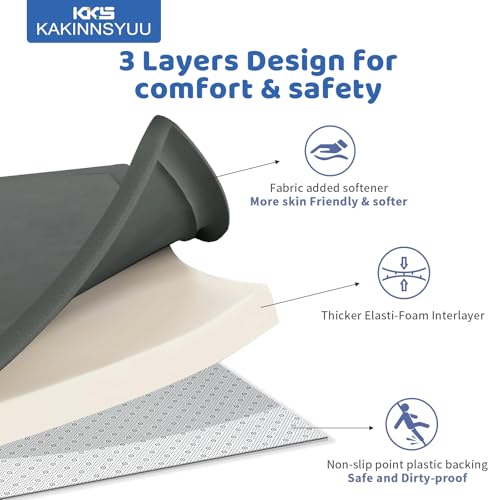 Image of 1.3 inch Thick Large Baby Play Mat 79 inchx59 inch - Non-Slip Memory Foam Crawling Mat for Tummy Time, Playpen, Nursery, Living Room, Dark Gray