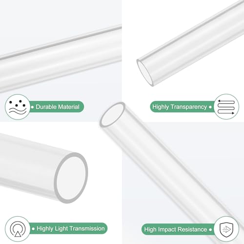 M METERXITY 4erPcs Klare Starre Acrylrohre 10mm[0.39] Innendurchmesser x 12mm[0.47] Außendurchmesser Kunststoff Rundrohr Für Wasserkühlsysteme/Lampen/Brunnen/Aquarien [305mm/12INCH]