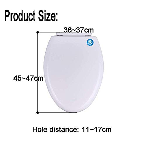Asiento de inodoro universal grueso y silencioso, tapa para inodoro en forma de O/U/V, blanco, con 40 ~ 44 cm x 36 ~ 37 cm (45 ~ 47 cm x 36 ~ 37 cm)