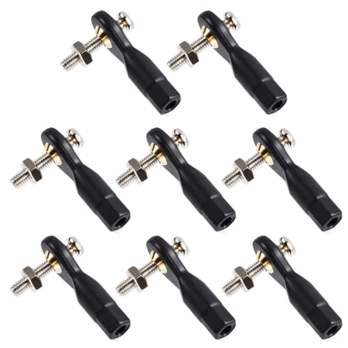 FOCMKEAS 8 Pcs M2x19mm Tie Rod End Ball Head with Screws, Black Plastic