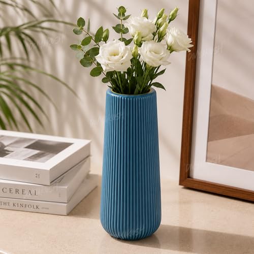 Image of Divyakosh Flower Vase Show Pieces for Home Decor Living Room Gifts Plastic Flower Vase's Table Decoration Modern Textured Green Vase| Decorative Table Pot for Living Room (Vase only)