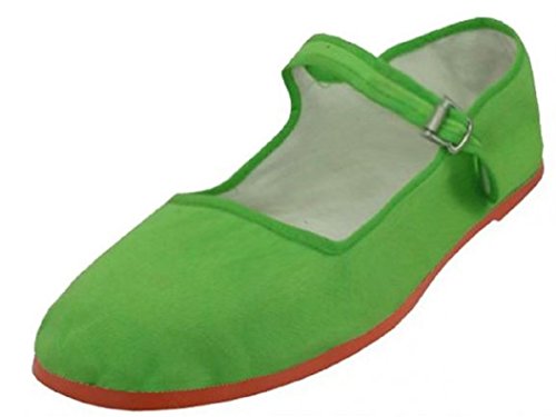Easy USA Women's Cotton Mary Jane Shoes Ballerina Ballet Flats Shoes (9, Green)