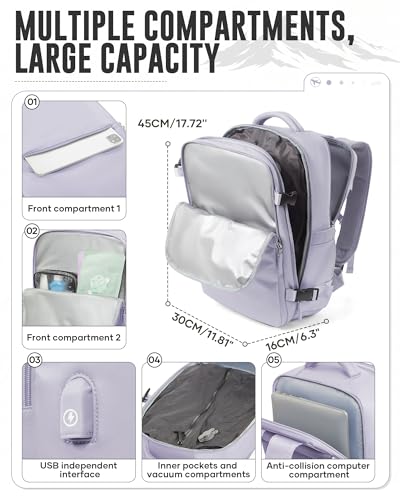 Vacuum Travel Backpack with Electric Pump for Women Men, Vacpack Seal Compression Bags Waterproof Travel Backpack Carry on Flight Approved, Air Backpack Personal Item Carry on Backpacks（purple）2