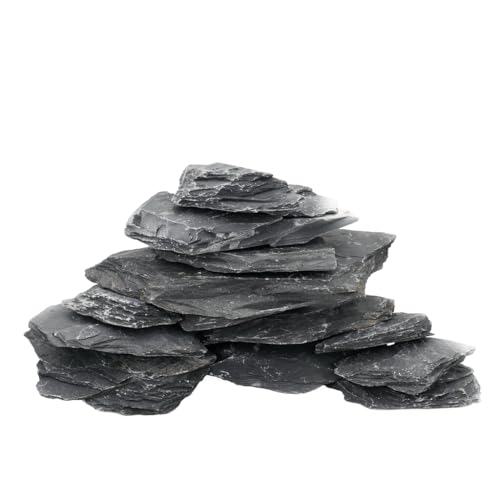 Unocho Natürliche Schiefersteine Reptilien Sonnenplattform 4,5kg Aquarium Steine für Aquascaping, Aquarien, Terrarien, Paludarien, Tabletop-Modelle, Miniatur- und Feengärten (5-15 cm)
