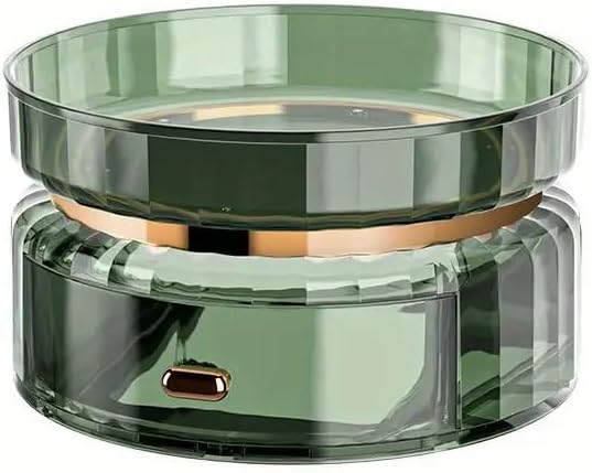 Makeup Organizer with Drawer,360 Rotating Skincare Organizers for Vanity,Large Capacity Spinning Cosmetics Bathroom Counter Organization,for Your Beauty Products (Green)