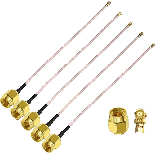 TUOLNK SMA to IPX SMA Male to UFL/U.FL/MHF1 Coaxial Cable IPX to SMA Male Plug WiFi Antenna Pigtail Extension Cable RG178 5pcs 6inch(15cm)