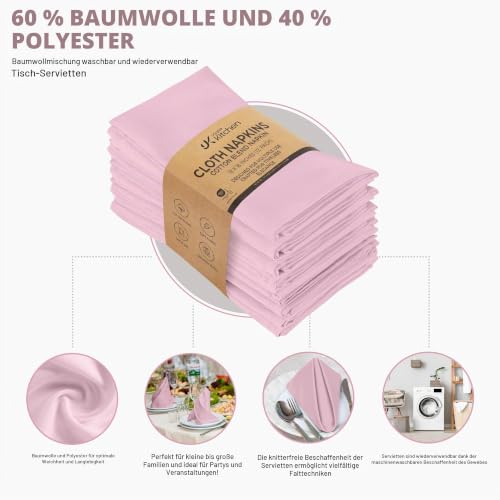 Utopia Kitchen Stoffservietten [12er Pack, Babyrosa] 46x46 cm Waschbare Tischservietten für Hotel, Mittagessen, Restaurant, Hochzeiten… – Ansicht 4