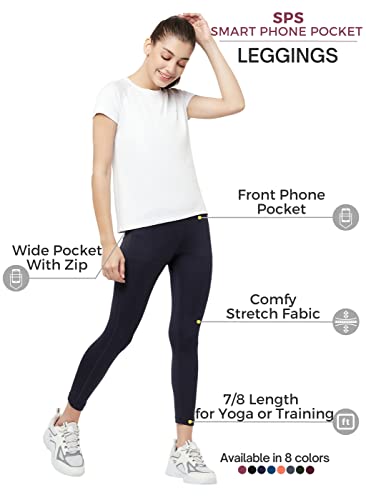 Image of TRUEREVO Sports Leggings for Women-Stretch Dryfit High Waist 7 /8th Gymwear Pants with Back Zipper Pocket-Quick Dry Activewear-Training Tights- for Yoga, Sports, Gym, Workout and Running